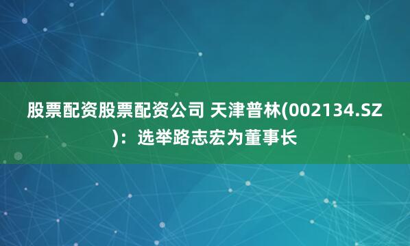 股票配资股票配资公司 天津普林(002134.SZ)：选举路志宏为董事长