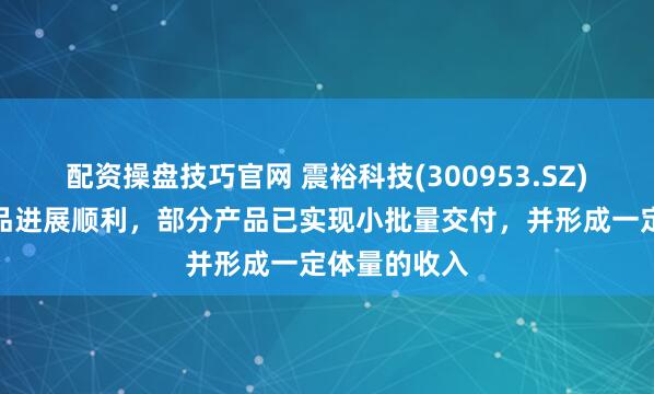 配资操盘技巧官网 震裕科技(300953.SZ)：机器人产品进展顺利，部分产品已实现小批量交付，并形成一定体量的收入